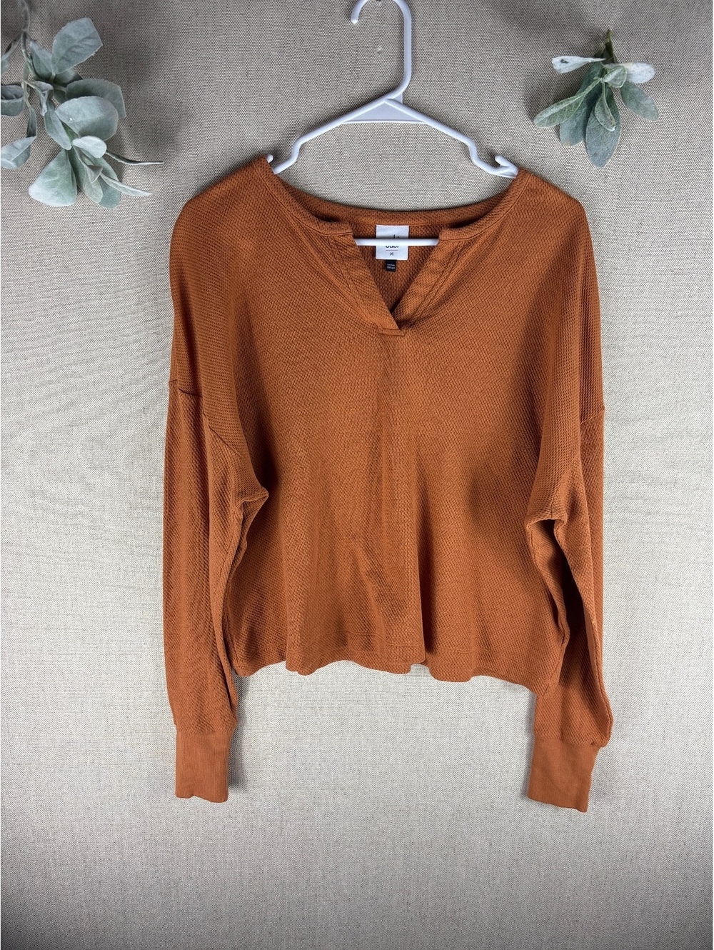 Cabi > Rust Orange V Neck Long Sleeve Top Medium